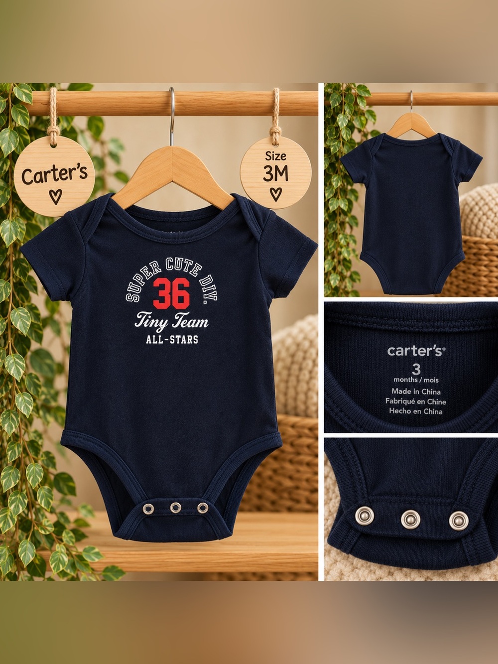 Carter’s Baby Boy Tiny Team All-Stars Bodysuit 3M 🏈💙